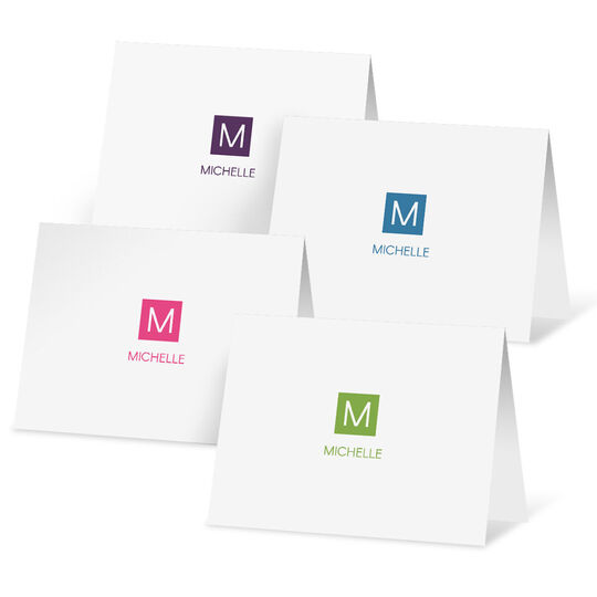 Square Initial Folded Note Card Collection